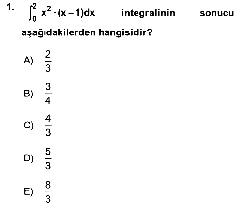 Matematik 2 2018-2019 Dönem Sonu Sınavı - 1. soru