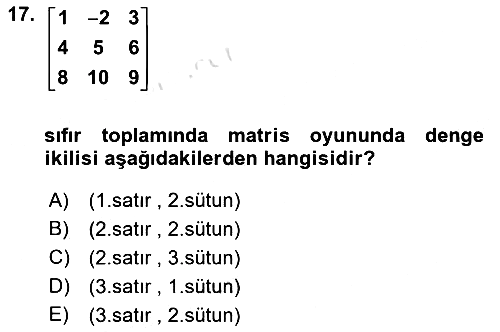 Matematik 2 2021-2022 Dönem Sonu Sınavı - 17. soru