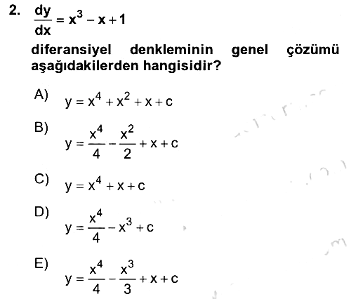 Matematik 2 2024-2025 Dönem Sonu Sınavı - 2. soru