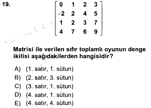 Matematik 2 2024-2025 Dönem Sonu Sınavı - 19. soru