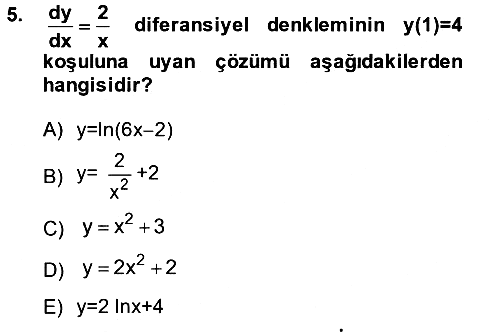 Matematik 2 2014-2015 Tek Ders Sınavı - 5. soru