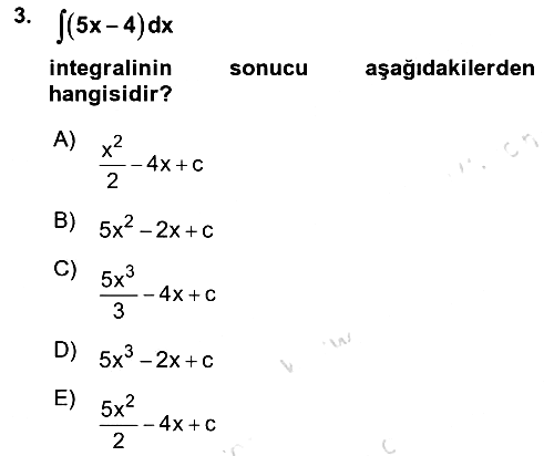 Matematik 2 2024-2025 Ara Sınav - 3. soru