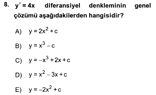 Matematik 2 2024-2025 Ara Sınav - 8. soru