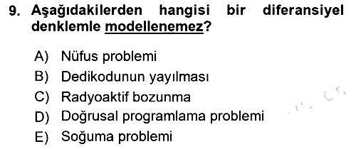 Matematik 2 2024-2025 Ara Sınav - 9. soru