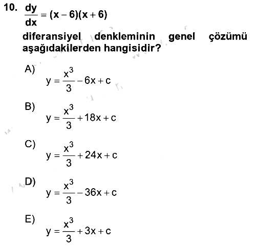Matematik 2 2024-2025 Ara Sınav - 10. soru