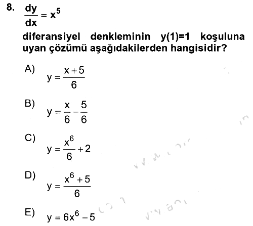 Matematik 2 2025-2026 Ara Sınav - 8. soru