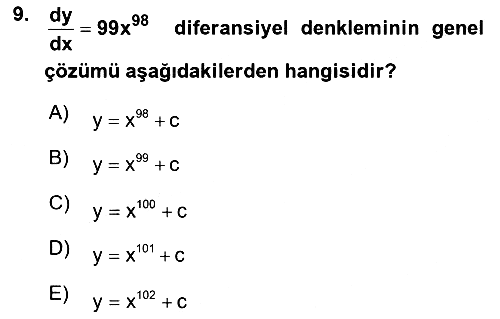Matematik 2 2025-2026 Ara Sınav - 9. soru