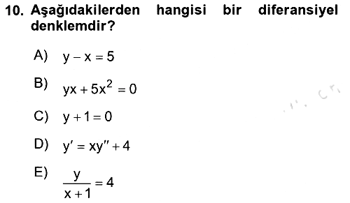 Matematik 2 2025-2026 Ara Sınav - 10. soru