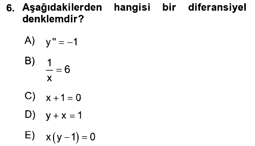 Matematik 2 2024-2025 Yaz Okulu Sınavı - 6. soru