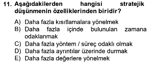 Müşteri İlişkileri Yönetimi 2013-2014 Tek Ders Sınavı - 11. soru