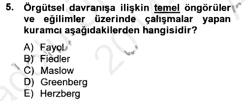 Örgütsel Davranış 2014-2015 Ara Sınav - 5. soru