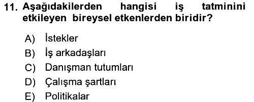 Örgütsel Davranış 2016-2017 Ara Sınav - 11. soru