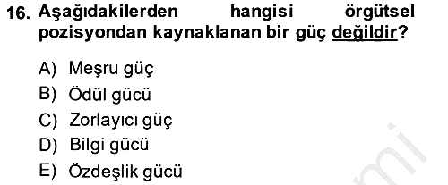 Örgütsel Davranış 2013-2014 Dönem Sonu Sınavı - 16. soru