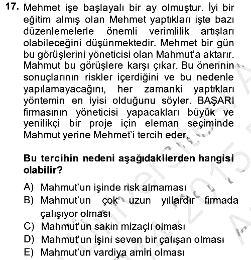 Proje Yönetimi 2014-2015 Ara Sınav - 17. soru