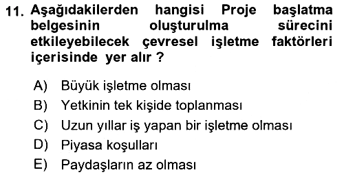 Proje Yönetimi 2024-2025 Ara Sınav - 11. soru