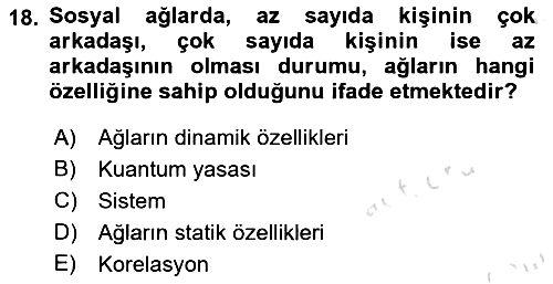 Sosyal Ağ Analizi 2024-2025 Ara Sınav - 18. soru