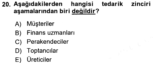 Üretim Yönetimi 2017-2018 3 Ders Sınavı - 20. soru