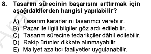 Üretim Yönetimi 2012-2013 Ara Sınav - 8. soru