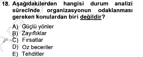 Üretim Yönetimi 2012-2013 Ara Sınav - 18. soru
