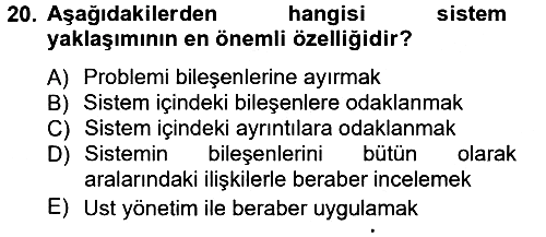 Üretim Yönetimi 2012-2013 Ara Sınav - 20. soru