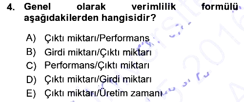 Üretim Yönetimi 2015-2016 Ara Sınav - 4. soru