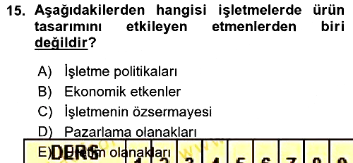 Üretim Yönetimi 2015-2016 Ara Sınav - 15. soru