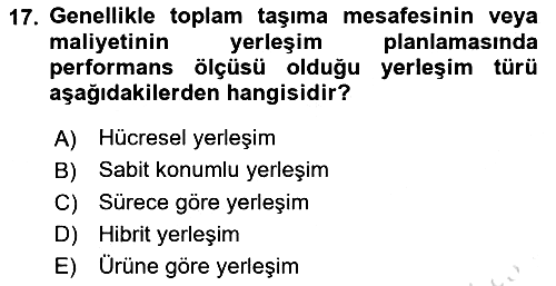 Üretim Yönetimi 2022-2023 Ara Sınav - 17. soru