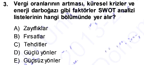 Üretim Yönetimi 2013-2014 Dönem Sonu Sınavı - 3. soru