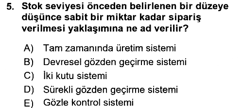 Üretim Yönetimi 2015-2016 Dönem Sonu Sınavı - 5. soru