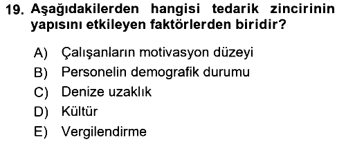 Üretim Yönetimi 2016-2017 Dönem Sonu Sınavı - 19. soru