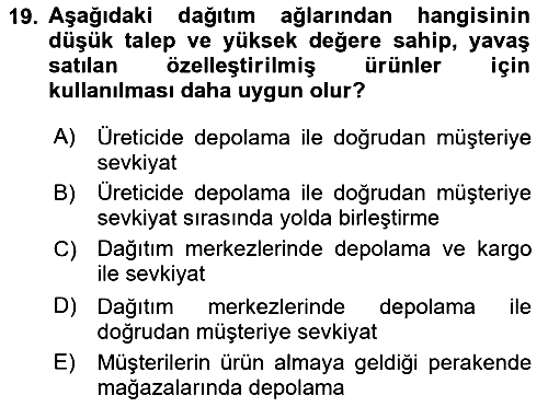 Üretim Yönetimi 2021-2022 Dönem Sonu Sınavı - 19. soru