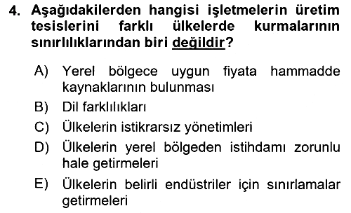 Üretim Yönetimi 2025-2026 Dönem Sonu Sınavı - 4. soru