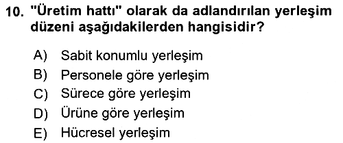 Üretim Yönetimi 2015-2016 Tek Ders Sınavı - 10. soru