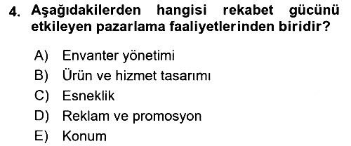 Üretim Yönetimi 2021-2022 Yaz Okulu Sınavı - 4. soru