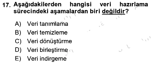 Veri Madenciliği 2021-2022 Ara Sınav - 17. soru