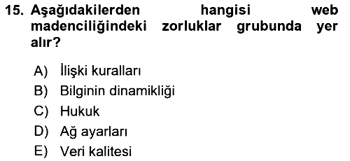 Veri Madenciliği 2023-2024 Dönem Sonu Sınavı - 15. soru