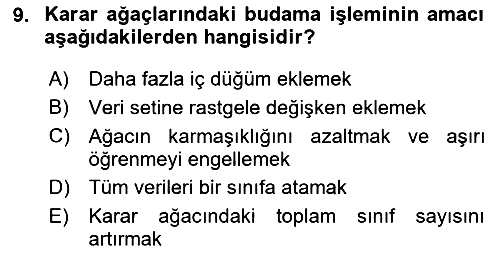Veri Madenciliği 2025-2026 Dönem Sonu Sınavı - 9. soru