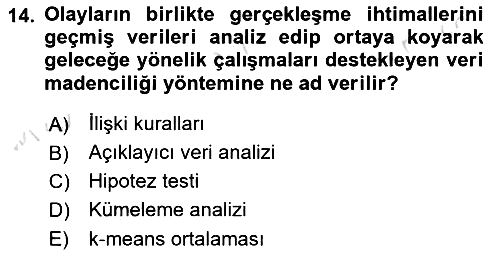 Veri Madenciliği 2023-2024 Yaz Okulu Sınavı - 14. soru