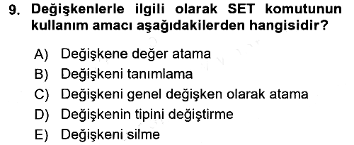 Veritabanı Programlama 2017-2018 Ara Sınav - 9. soru
