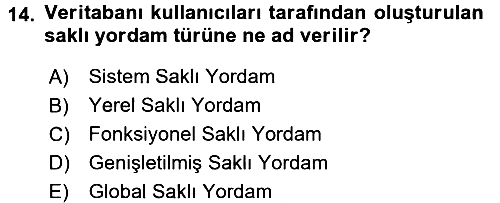 Veritabanı Programlama 2017-2018 Ara Sınav - 14. soru