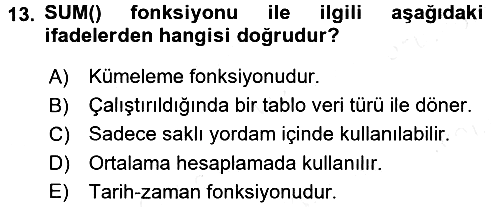 Veritabanı Programlama 2018-2019 Ara Sınav - 13. soru