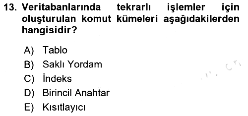 Veritabanı Programlama 2023-2024 Ara Sınav - 13. soru