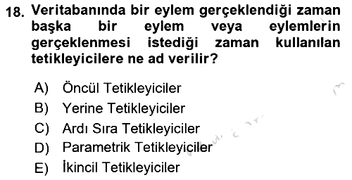 Veritabanı Programlama 2025-2026 Ara Sınav - 18. soru