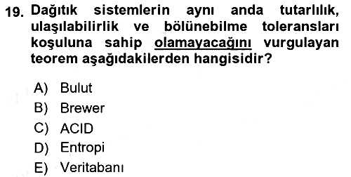 Veritabanı Programlama 2018-2019 Dönem Sonu Sınavı - 19. soru
