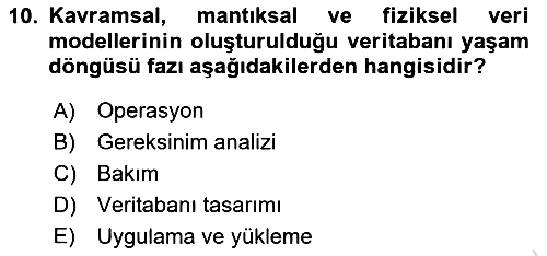 Veritabanı Sistemleri 2023-2024 Ara Sınav - 10. soru