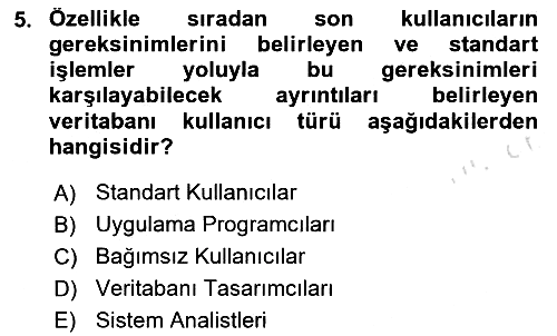 Veritabanı Sistemleri 2024-2025 Ara Sınav - 5. soru