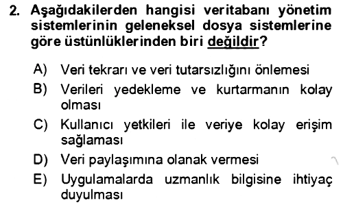 Veritabanı Sistemleri 2020-2021 Yaz Okulu Sınavı - 2. soru