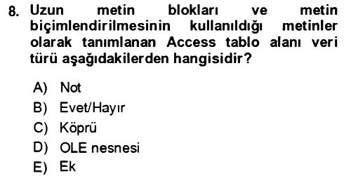 Veritabanı Sistemleri 2022-2023 Yaz Okulu Sınavı - 8. soru