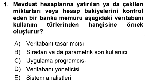Veritabanı Sistemleri 2025-2026 Yaz Okulu Sınavı - 1. soru