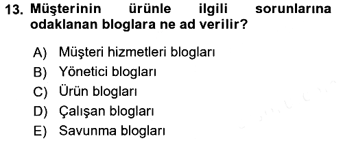 Yeni İletişim Teknolojileri 2017-2018 3 Ders Sınavı - 13. soru